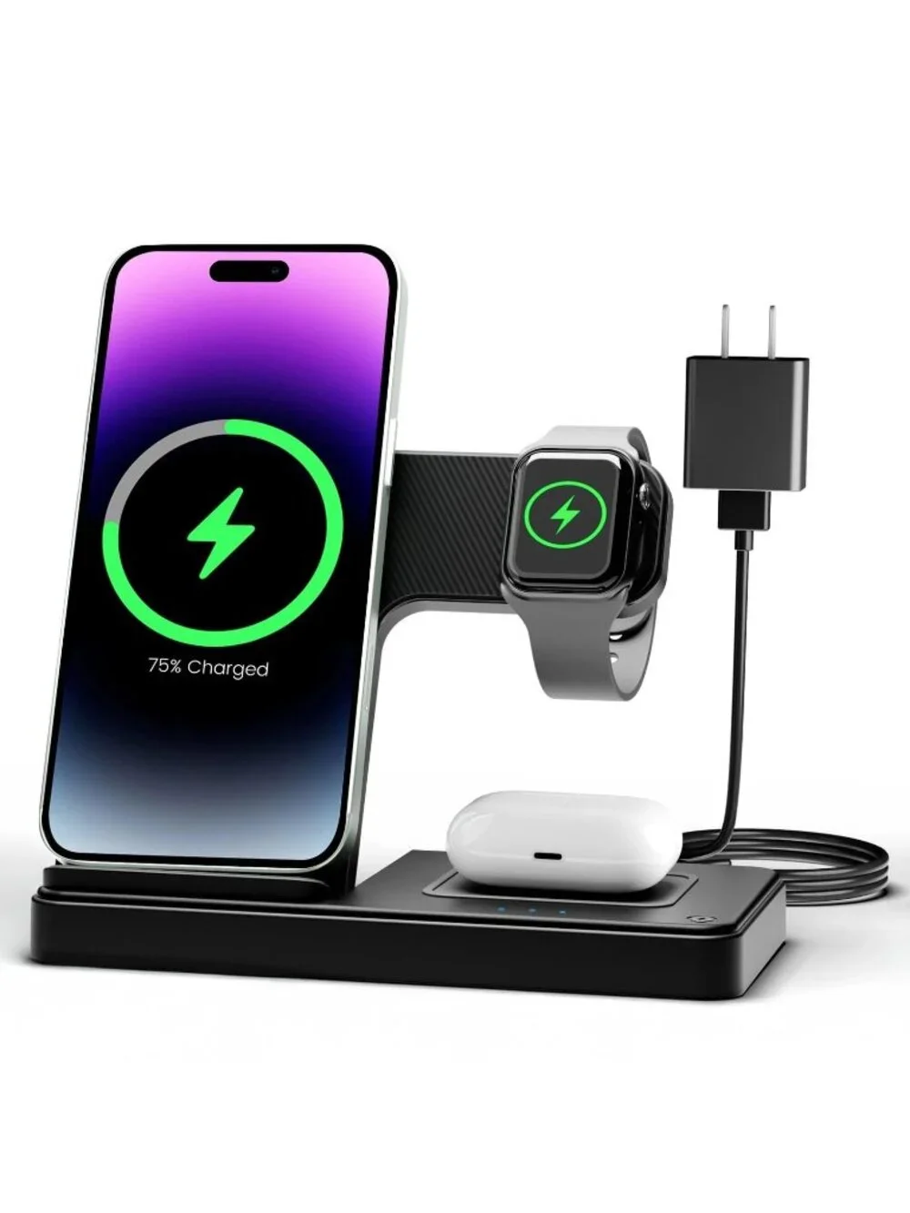 Wireless Charger iPhone Charging Station: 3 in 1 Charger Stand Multiple Devices